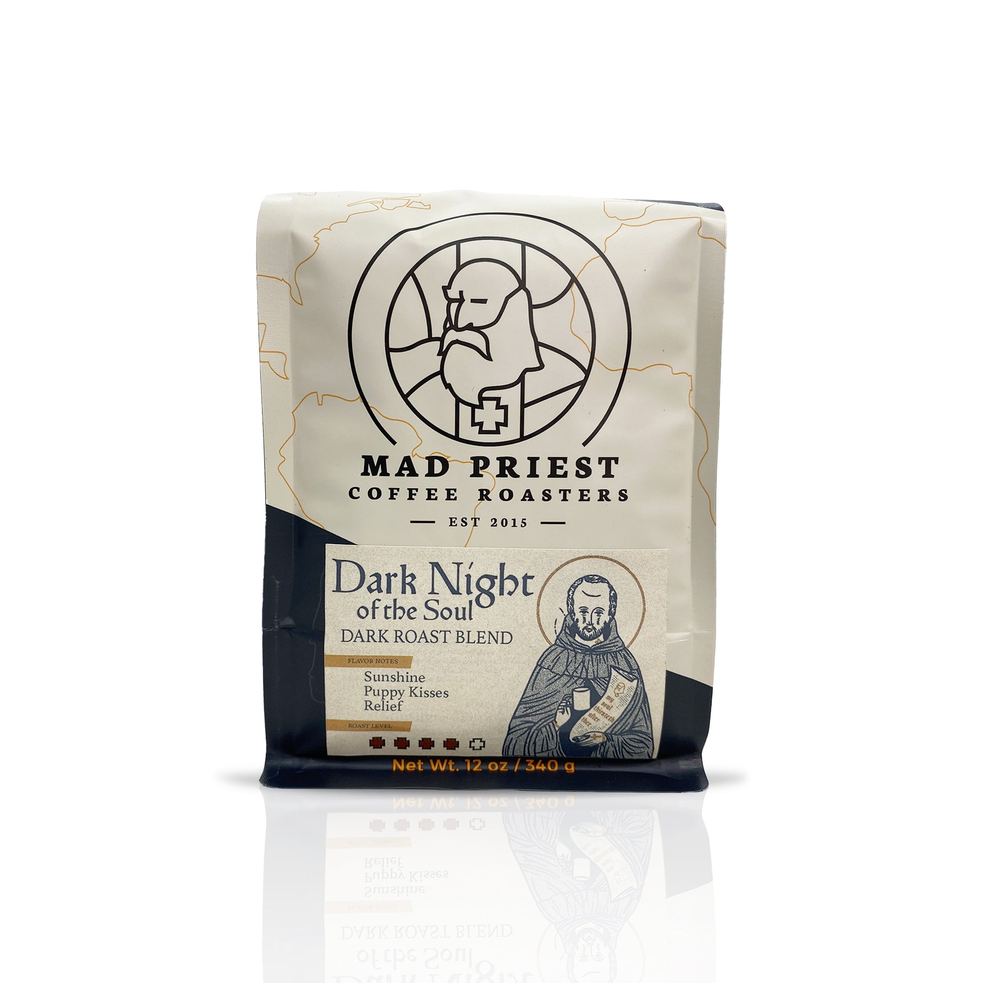 Mad Priest Coffee - Dark Night of the Soul, Dark Roast Blend, Whole Bean, 10oz