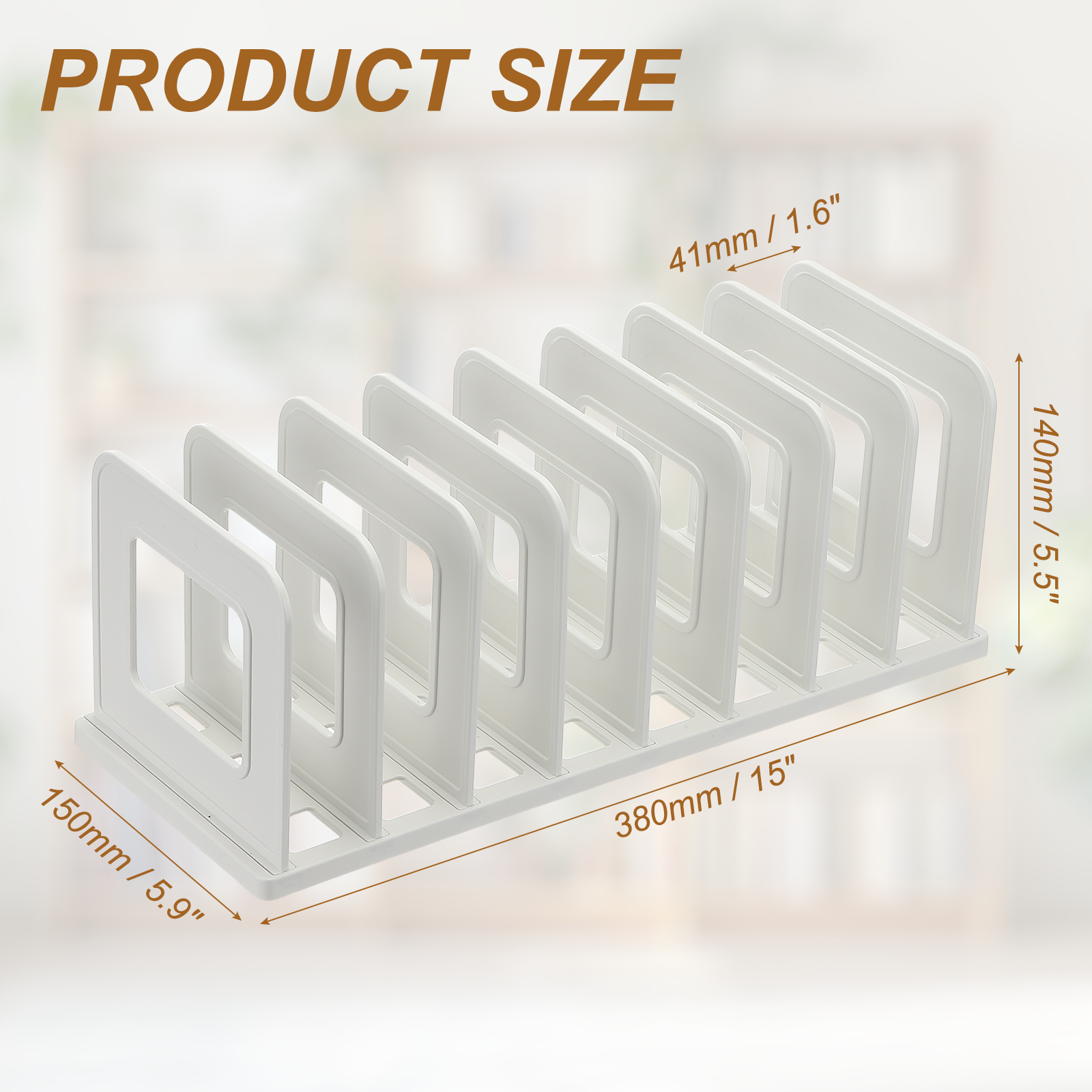 Uxcell Vertical Sorter for Desk, 8 Slots Plastics Adjustable File Organizer Desktop File Sorter Organizer for Office Desk Kitchen Shelf Storage Holder Paper Mail, White