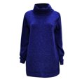 thumbnail image 1 of Gibobby Vestidos de suéter anchos Mujer Otoño/Invierno Suelto Cuello Bolsillo Punto Suéter de longitud media Vestido(Azul,XL), 1 of 2