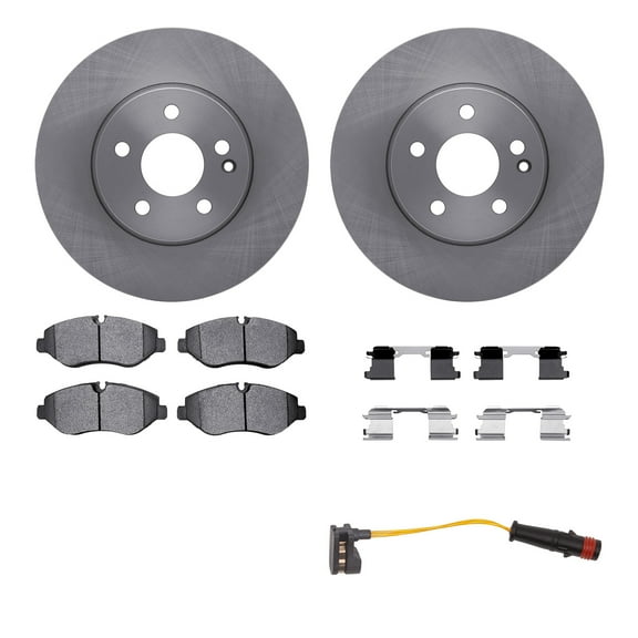 Dynamic Friction Company Front Brake Rotors with Heavy Duty Brake Pads includes Sensor and Hardware 6222-63426
