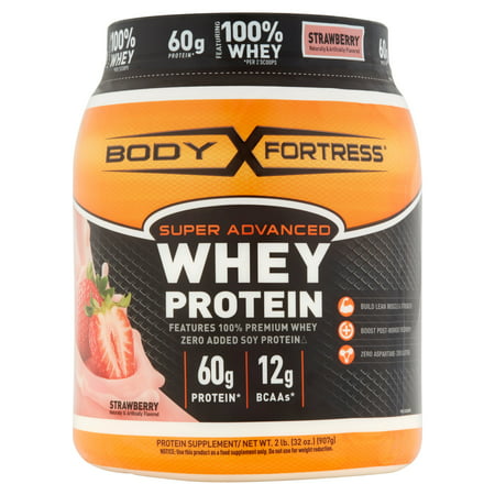 Body Fortress Super Advanced Whey Protein Powder, Strawberry, 60g Protein, 2 (Best Natural Whey Protein)