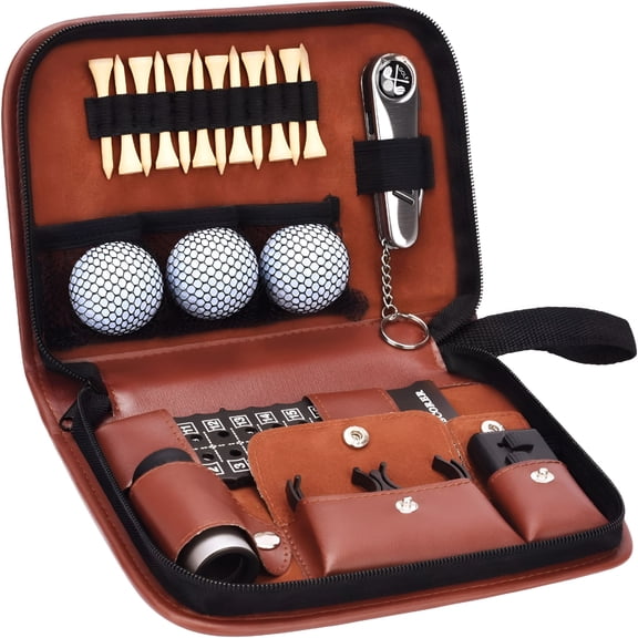 BESTSKY Golf Gifts for Men and Women, Golf Accessories Set with Case, Golf Balls, Rangefinder, Golf Tees, Brush, Multifunctional Divot Knife, Scorer, Golf Ball Clamp