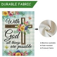 thumbnail image 2 of With God All Things are Possible Spring Decorative Garden Flag, Religious Cross Daisy Tulip Flower Home Yard Outdoor Decor, Teal Plaid Farmhouse Small Outside Decoration Double Sided 12 x 18, 2 of 6