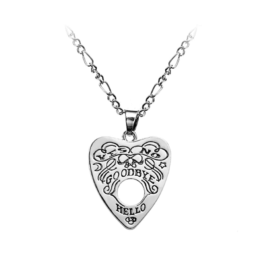 Ouija Board Planchette Necklace Pendant Ghost Spirit Haunted Planchette Sabrina Witch Cute Devil Halloween Witchcraft Goth Emo w/Gift Box Satan Spooky Toy