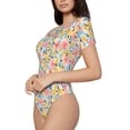 thumbnail image 2 of Naloa Watercolor Wildflowers Women's Short-Sleeved Onesie, One-Piece Swimsuit for Parties, dates, clubs - Small, 2 of 9