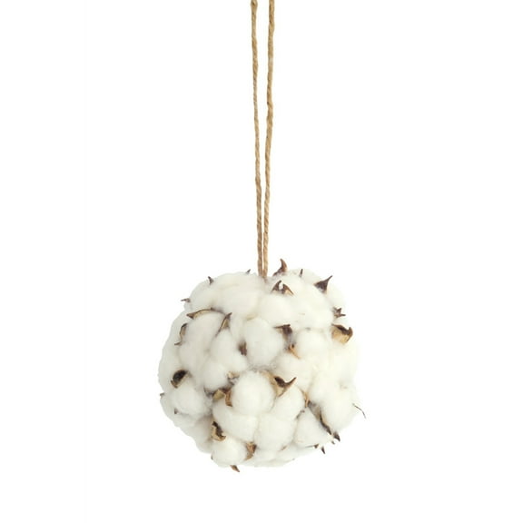 Cotton Orb Christmas Ball Ornaments - 4.5" (115 mm) - White and Brown - 12ct