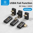 thumbnail image 1 of Hagibis USB-C to USB-C 90 Degree Right Angle Adapter USB4 80Gbps Thunderbolt 5 4 Compatible Data Extension Cable Connector New, 1 of 5