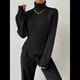thumbnail image 4 of Suéter de Punto Acanalado con Cuello Alto para Mujer, Ropa de Moda. Negro L, 4 of 10