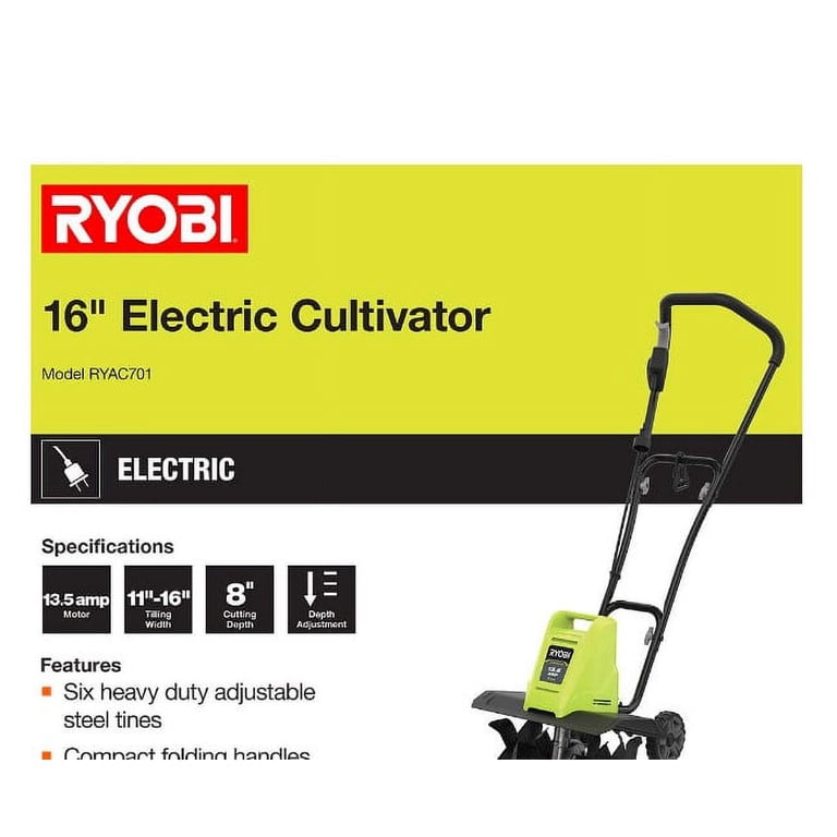 Ryobi 16 in. 13.5 Amp Garden Electric Tiller, Corded Cultivator