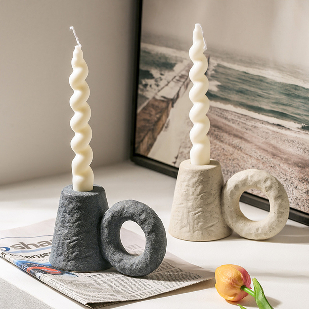Ceramic Candlestick Holder Frosted Surface Glazed Ceramic Candle Holder
