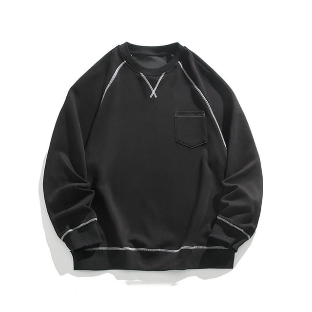 pstuiky camisas de manga larga para hombre, Suéter deportivo informal de cuello redondo con bloques de color para hombre, suéter con bolsillo y manga larga, blusas de cuello redondo xl