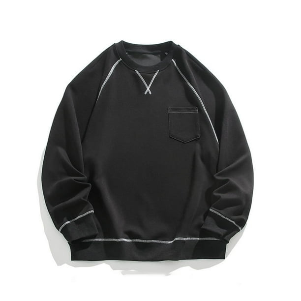 Blusas y camisas de manga larga con cuello redondo para hombre, suéter deportivo informal con bloques de color y cuello redondo, suéter con bolsillo, blusas de manga larga con cuello redondo, blusa de