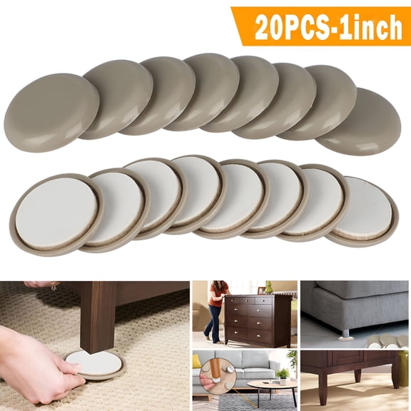 LAMIRO 20Pcs Furniture Sliders,Self Stick Sliders Legs Furniture Carpet Moving Pads,Heavy Duty Chair Leg Floor Protectors Movers Coasters for Furniture Hardwood Floor,Round Glides Glider