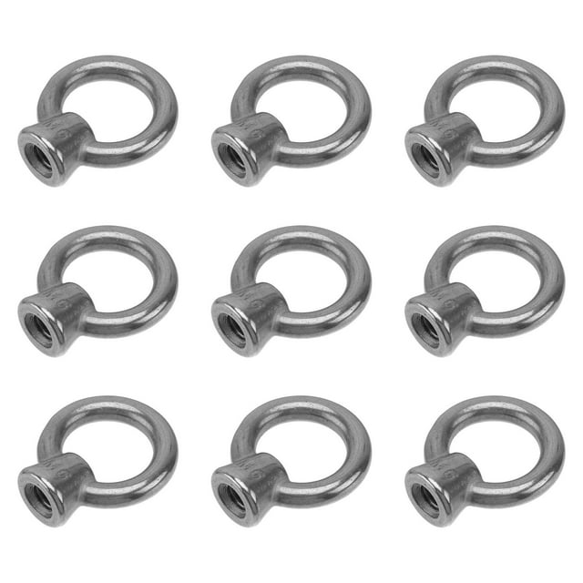 AURARMLET 10Pcs Silver Stainless Steel Ring Nut Lifting Device Parts Corrosion Resistant Eyelets