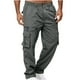 thumbnail image 2 of Pantalones cargo para hombre, estilo casual, lisos, con múltiples bolsillos y botones, para exteriores, rectos, para fitness, 2 of 5