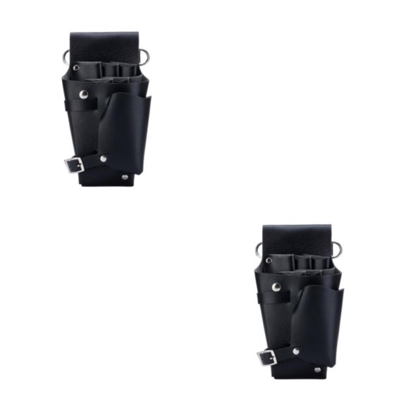 Soidarity Tijeras para el cabello de moda Bolsillo con clip para peine con bolsa de tijera de peluquería desmontable de gran capacidad negro negro 2Conjunto