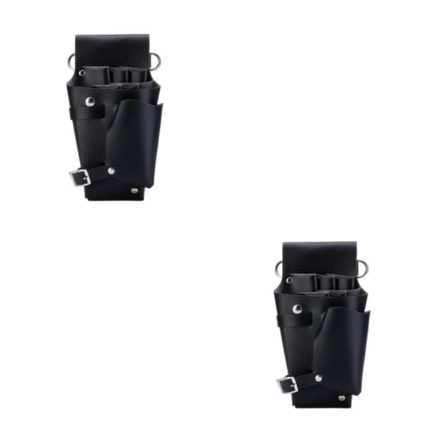 Soidarity Tijeras para el cabello de moda Bolsillo con clip para peine con bolsa de tijera de peluquería desmontable de gran capacidad negro negro 2Conjunto