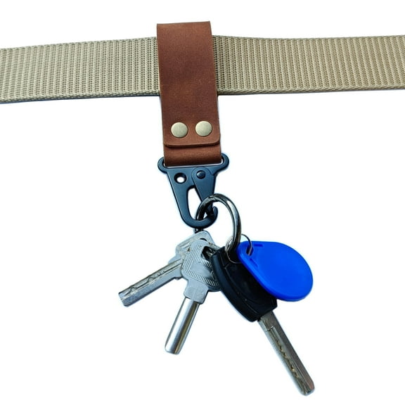 Handmade Leather Key Ring Holder, leather Belt Loop Key Keeper for men