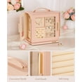 thumbnail image 2 of VigorPro 360° Rotating Jewelry Box, Jewelry Organizer with Transparent Window & Mirror for Girls Women(Peach Pink), 2 of 8