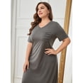 thumbnail image 3 of ebukurty Plus Size Nightgowns Casual Short Sleeved V-Neck Oversized Pajamas for Women, Sizes 1XL-3XL, 3 of 7