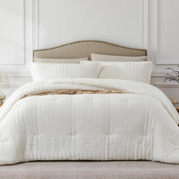 Juego de edredón Quataly Beige Queen con 1 edredón y 2 fundas