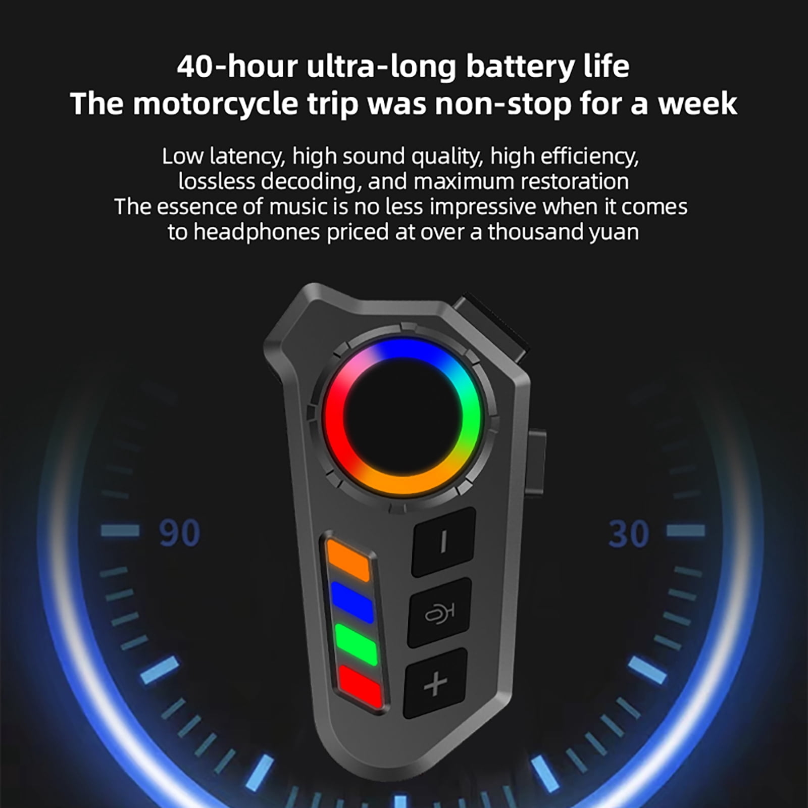 ARCADORA Motorcycle Helmet Bluetooth Headset IP65 Waterproof 40mm Stereo 400mAh Battery BT6.0 Type-C Charging For Motorbike Daily Riding