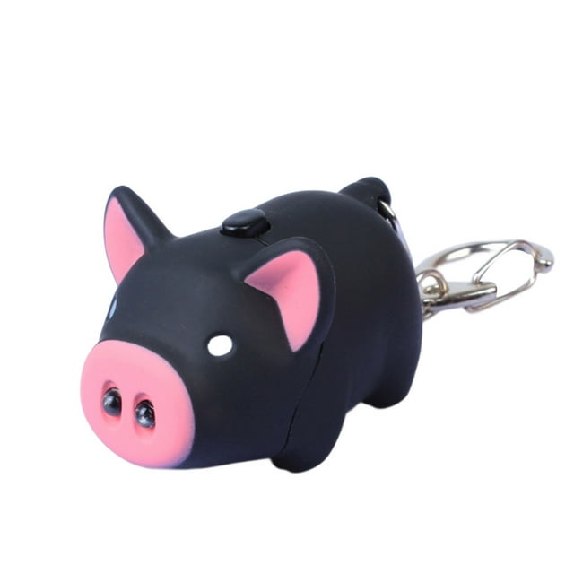 Dalazy Pig Keyring Key Chain Bag Pendent Lamp Multipurpose Ornament Party Gift DIY Prop Funny Smooth Surface Luminous Black D Buckle