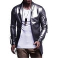 thumbnail image 4 of Vedolay Mens Jackets Oversized Button Down Shirt Fall Outfits Fashion Trendy Coat Clothes Silver,3XL, 4 of 4