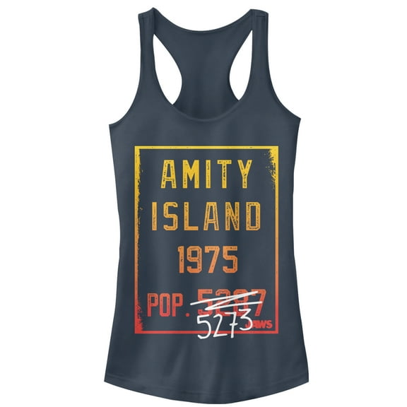 Junior's Jaws Amity Island Population  Racerback Tank Top