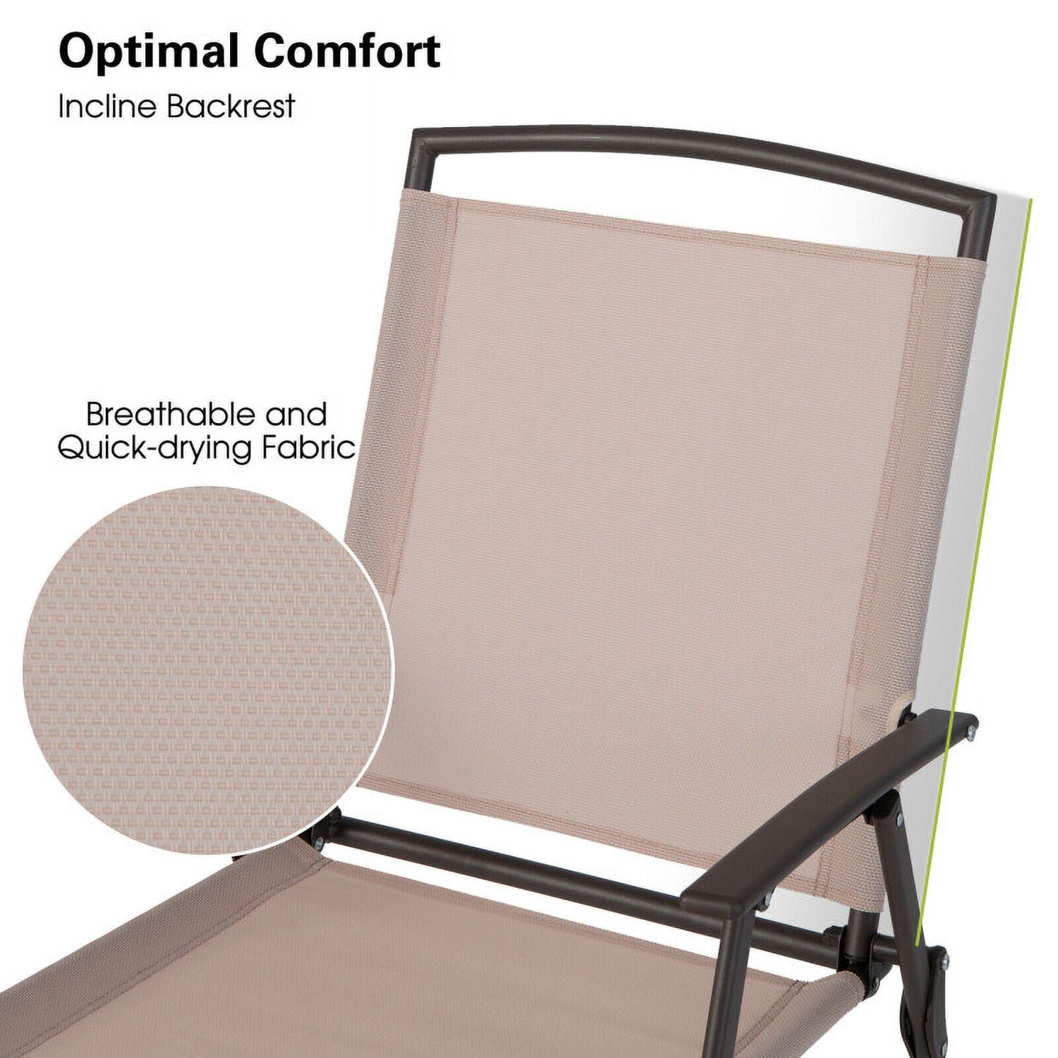 Aimee Lii Set of 2 Patio Dining Chairs with Armrests and Rustproof Steel Frame, Outdoor Patio Set, Beige