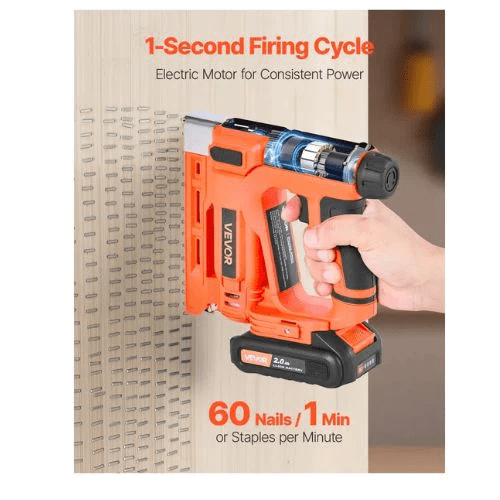 Cordless Brad Nailer 2-in-1 Nail Gun Staple Gun ncludes 1000 Pcs Staples and 1000 Pcs Nails with Battery and Charger