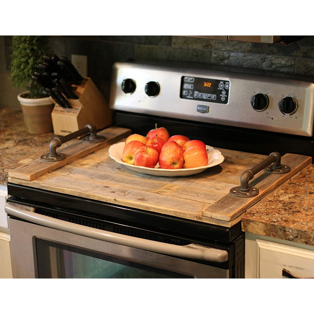 Stove Top Cover Wood-noodle Board-electric Stove Cover-kitchen Decor-wood Cooktop  Cover-rustic Stove Top Cover READY TO SHIP 