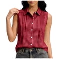 thumbnail image 2 of Taqqpue Women Tank Top Striped Button Down Sleeveless Shirt Blouse Beach Vacation Plus Size Tops Casual Collared Office Work T Shirt for Women S-XXL, 2 of 8