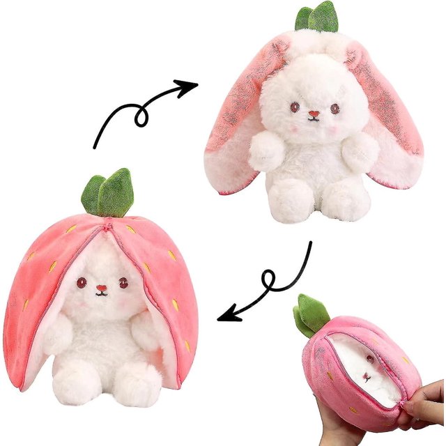 Conejito reversible, animal de peluche de conejo, conejo (fresa, 7,87 pulgadas)