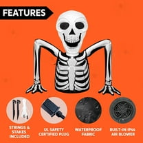 5.5FT Halloween Inflatable Skeleton Groundbreaker with Built-In LED Lights, Scary Outdoor Blow Up Decoration for Yard, Lawn, Garden, and Halloween Party Display