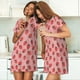 thumbnail image 4 of Fotbe Strawberries Bata de Dormir para Mujer con Estampado, Camisón de Algodón de Manga Corta, Ropa de Dormir Casual, 4 of 6