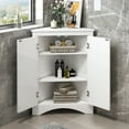 thumbnail image 2 of ANTSKU Corner Cabinet with Doors, Corner Bathroom Storage Cabinet with 2 Adjustable Shelves, Bathroom Floor Corner Cabinet for Kitchen, Bathroom, Living Room (White), 2 of 9