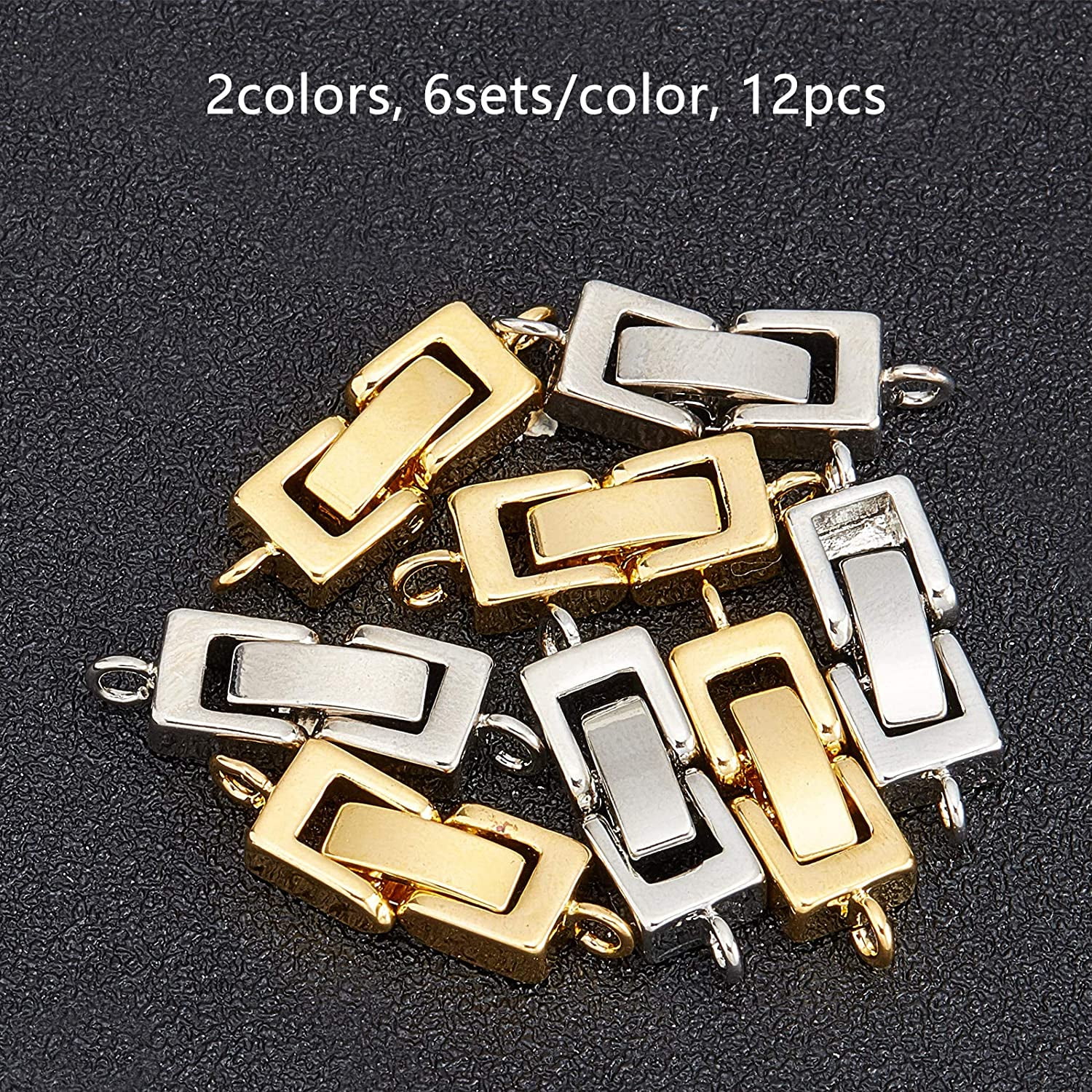 About 12Pcs 0.94x0.28x0.16Inch Brass Fold Over Clasps 2 Colors Fold Over  Clasp Extender Watch Extender Clasp for Bracelet Necklace Jewelry Extender  