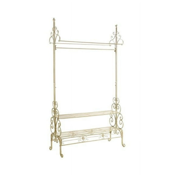 Tripar 71.5 in. Metal Garment Rack with Shelves, Cream