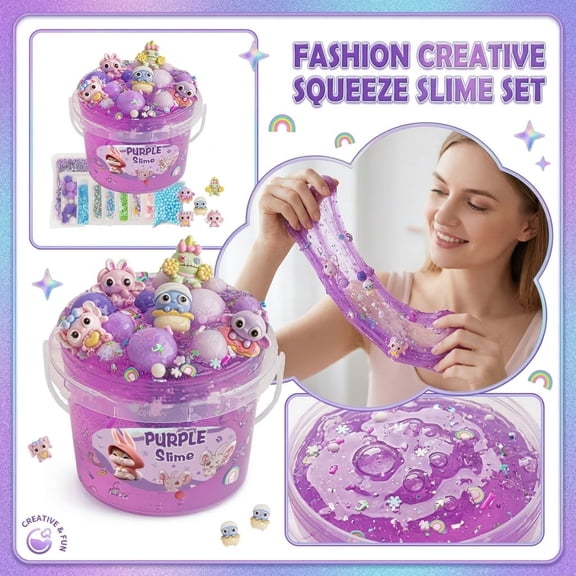 Mermaid Clear Slime Kit, Blue Slime Bucket, Slimes Party Favors for s, Glimmer Crunchy Slimes Includes 9 Packs of Add-ins, Sensory Experience DIY Toys for Ages 8-12(E)