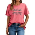 thumbnail image 3 of Camisetas de Verano de Manga Corta de las Mujeres Nuevo Suéter de Cuello de Tripulación, Top de Fiesta Impreso Casual para la Primavera, 3 of 4