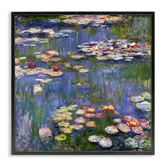 Stupell Industries Classical Monet Water Lilies Landscape & Nature Painting Black Framed Art Print Wall Art, 12 x 12