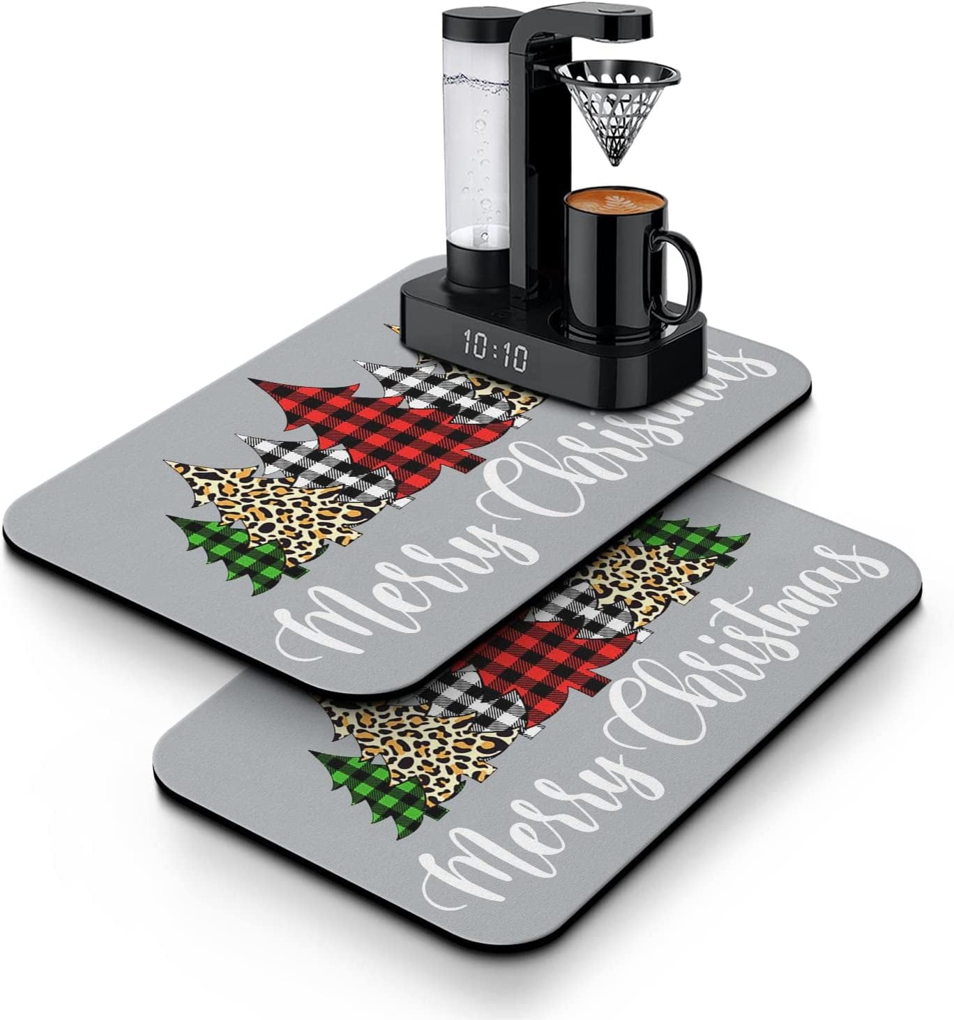 Christmas Dish Drying Mat 2 Pack 19.5x12Inch Christmas Gifts Christmas Decorations Drying Mat