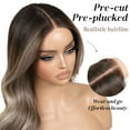 thumbnail image 4 of Ombre Blonde Wear and Go Glueless Wig with Bangs Pre Plucked Body Wave Synthetic Lace Front Wigs for Women 13x5x1 Pre Cut Lace Dirty Blonde Wig Middle Part 26 Inch, 4 of 7