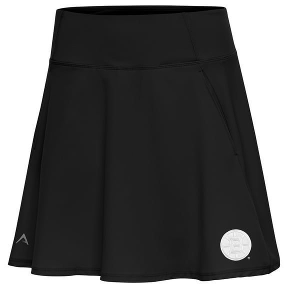 Women's Antigua Black Boston Bruins White Logo Chip Skort