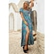 thumbnail image 2 of ABPHQTO Vestido largo de cintura alta con cuello en V y estampado floral bohemio verde para mujer, 2 of 5