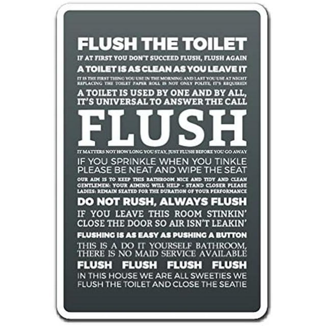 SignMission Z-A-1824-Flush The Toilet Rincer le Panneau d'Aluminium des Toilettes pour les Toilettes Propres