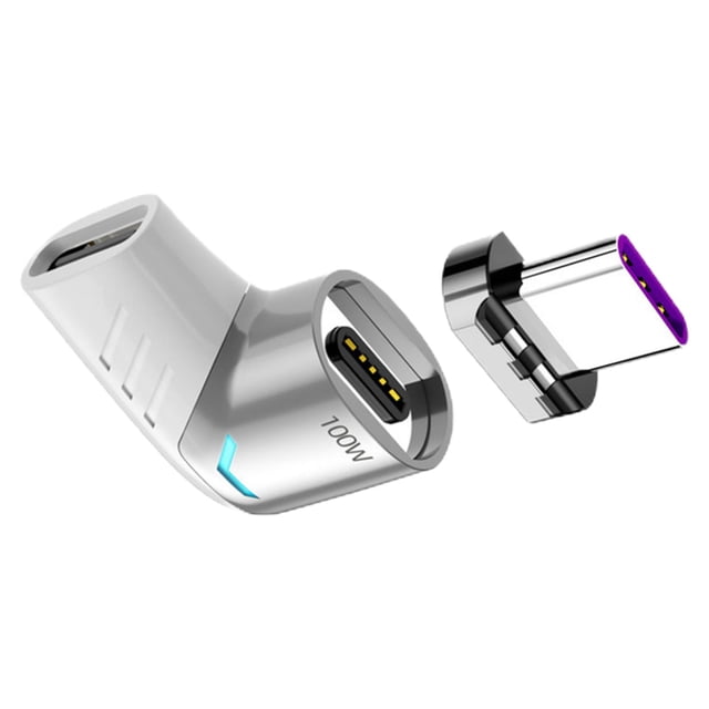 Adaptador magnético USB tipo C de 100 W y 5 A con conectores de cable de carga rápida para smartphones blanco