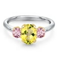 thumbnail image 3 of Gem Stone King 10K Two Tone Gold Canary Mystic Topaz and Pink Lab Grown Diamond Engagement Ring for Women | 2.06 Cttw | Oval 8X6MM | Gemstone November Birthstone | Size 9, 3 of 6