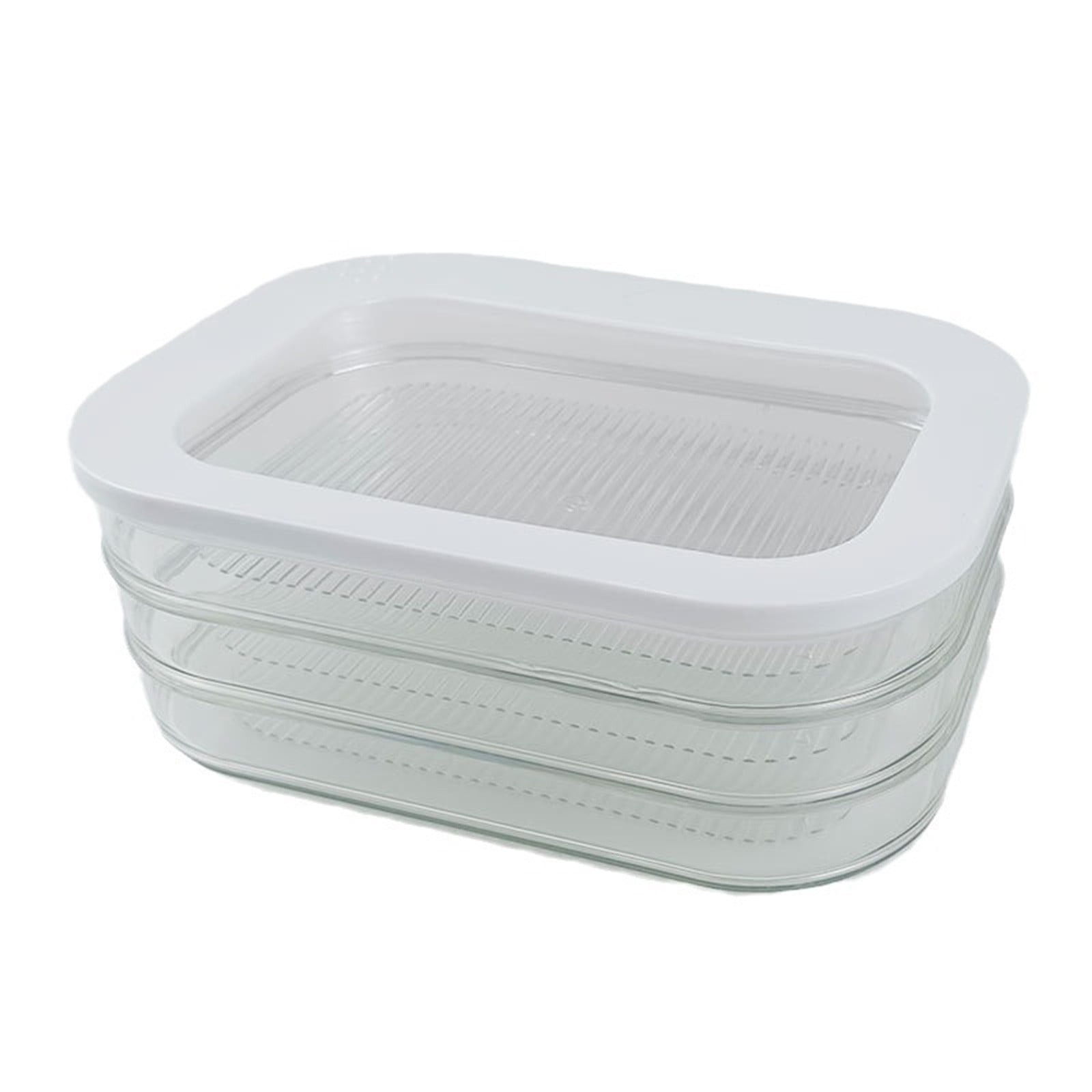 Food Storage Containers for Fridge Plastic Refrigerator Organizers with Lid Stackable Produce Containers to Keep Fruits, Vegetables, Meat (3 Layer)